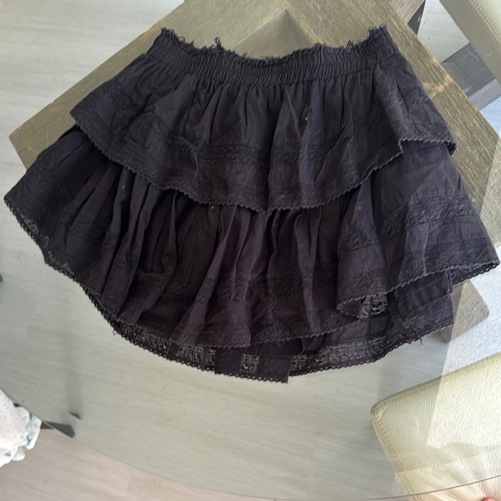 Authentic LoveShackFancy Ruffle black mini skirt